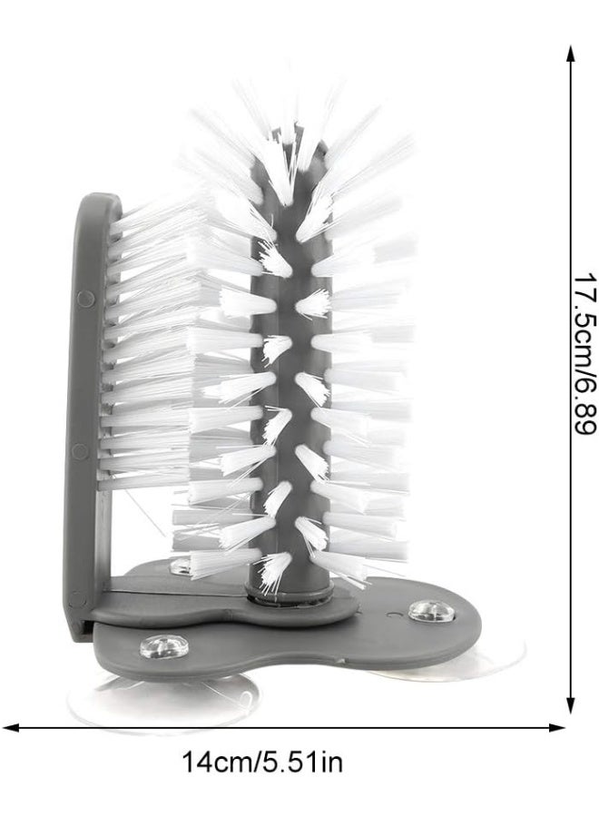 White Double-Sided Glass and Bar Brush Washer with Suction Base for Home or Kitchen Sink Tools, Long Leg Cup,Grey - Image 2