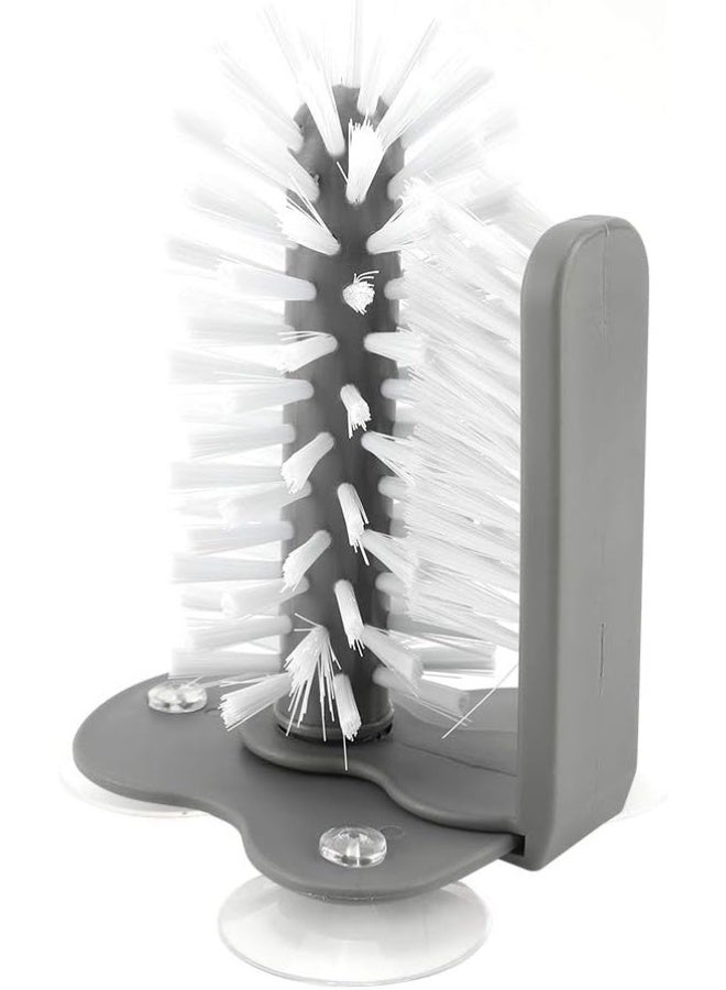 White Double-Sided Glass and Bar Brush Washer with Suction Base for Home or Kitchen Sink Tools, Long Leg Cup,Grey - Image 5