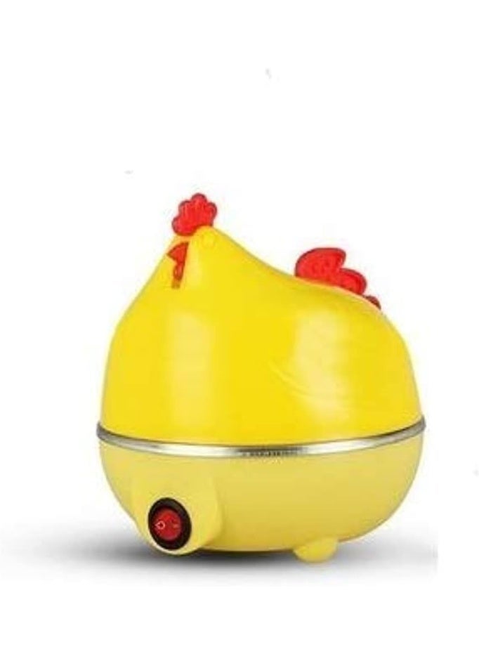 صانعة بيض كهربائية – تصميم دجاجة، تسع حتى 7 بيضات، تشغيل بلمسة واحدة، تحضير سريع (أصفر) - Image 1