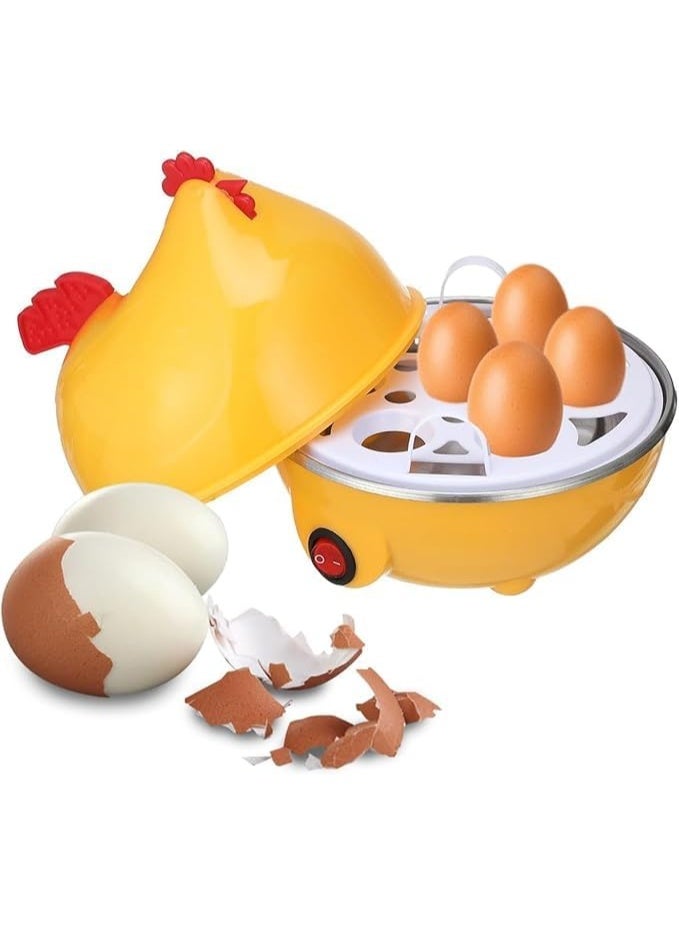 صانعة بيض كهربائية – تصميم دجاجة، تسع حتى 7 بيضات، تشغيل بلمسة واحدة، تحضير سريع (أصفر) - Image 2