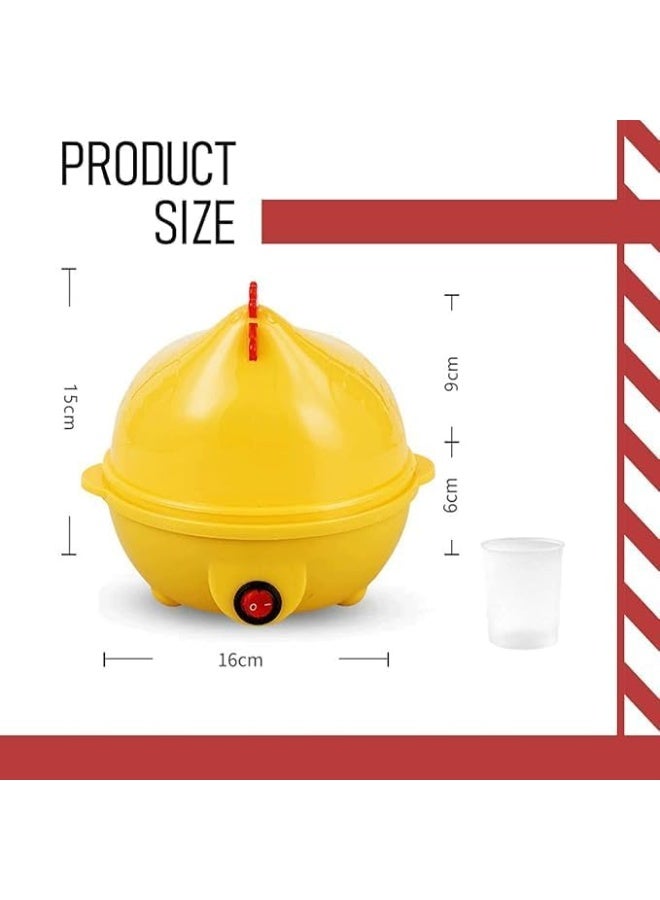 صانعة بيض كهربائية – تصميم دجاجة، تسع حتى 7 بيضات، تشغيل بلمسة واحدة، تحضير سريع (أصفر) - Image 4