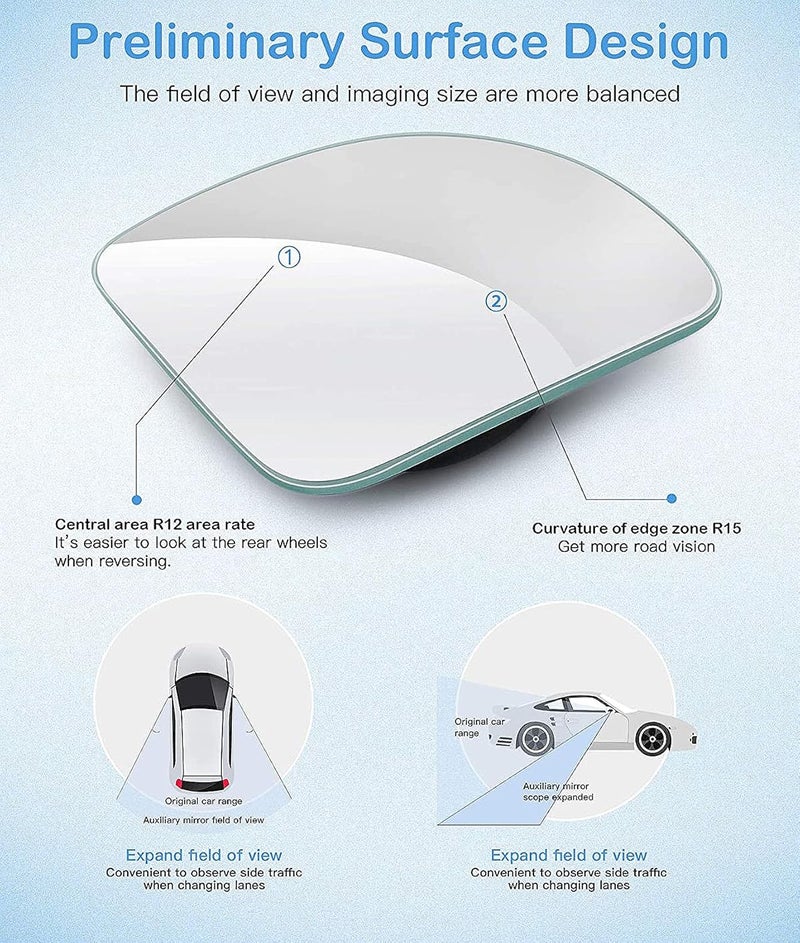 ICBEAMER 2-Piece Fan-Shaped Automobile Rear Blind Spot Mirror, 360 Rotating Design, Wide Angle Convex Rearview Mirror for Car, Truck, Van Trendy versatile build - Image 3