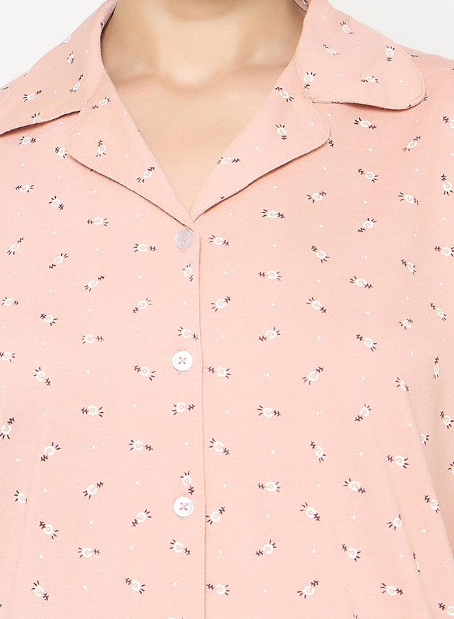 Clovia Floral Print Short Sleeve Shirt and Pyjama Set - Image 4