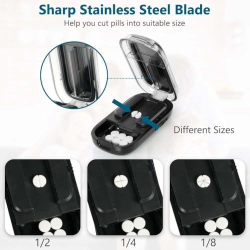 INIMAGINE Medicine Cutter For Pills, Tablet Cutter, Pill Cutter Precise Medicine Cutting One And Two Cut Tablets Portable Packaging Box Suitable for Various Drugs - Image 4
