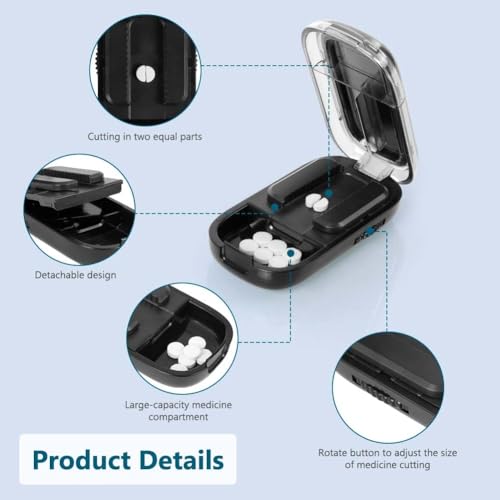 INIMAGINE Medicine Cutter For Pills, Tablet Cutter, Pill Cutter Precise Medicine Cutting One And Two Cut Tablets Portable Packaging Box Suitable for Various Drugs - Image 3
