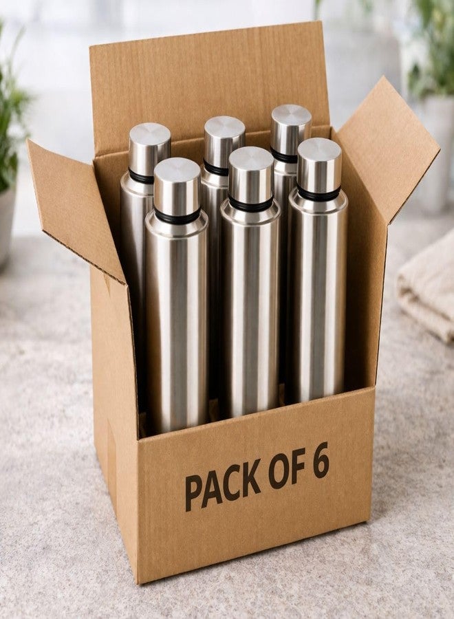 STEEPLE Stainless Steel Fridge Water Bottle/Refrigerator Bottle 1000 ml Bottle (Pack of 6, Steel/Chrome, Steel) - Image 1