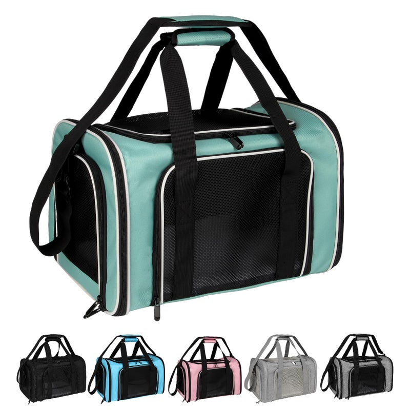 Top tasta Cat, Dog Carrier for Small Medium Pet Carriers Up to15Lbs, Cats Carrier Soft- Sided Puppy Dogs Bag Portable Foldable Airline Approved Carrier Travel (Green 18 * 11 * 11) - Image 1