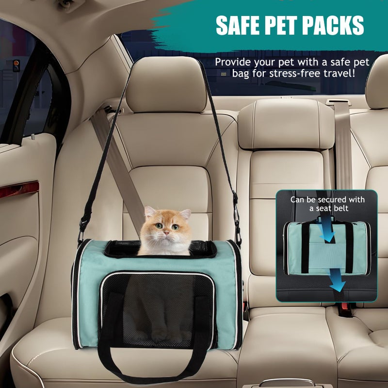 Top tasta Cat, Dog Carrier for Small Medium Pet Carriers Up to15Lbs, Cats Carrier Soft- Sided Puppy Dogs Bag Portable Foldable Airline Approved Carrier Travel (Green 18 * 11 * 11) - Image 5