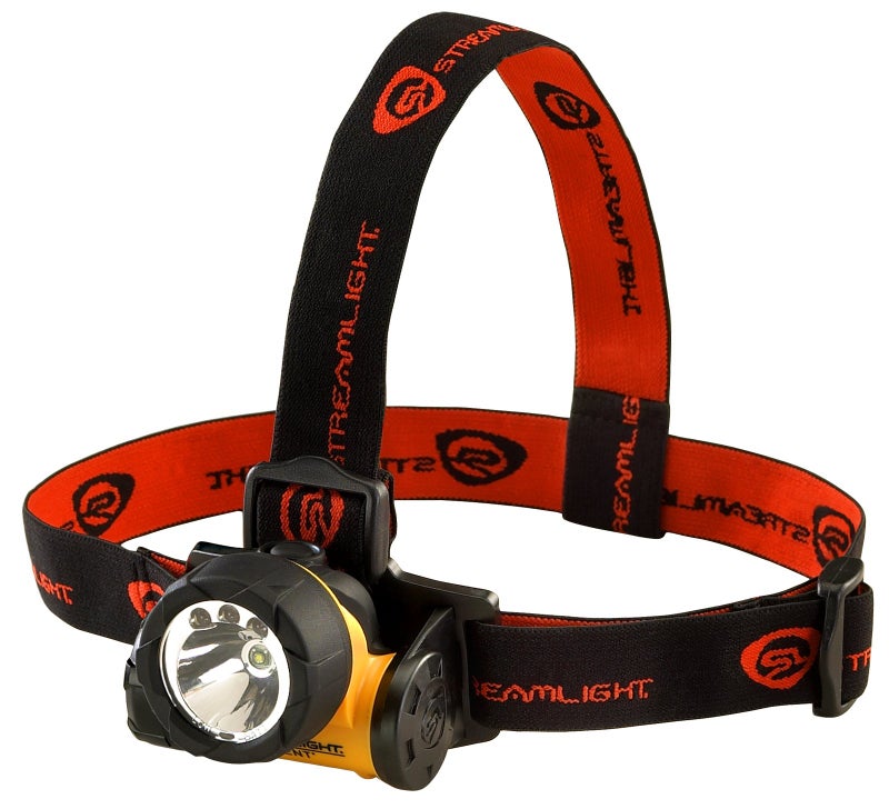 Streamlight 61050 Trident 80-Lumen LED Headlamp with Elastic Head Strap, and Rubber Hard Hat Strap, Yellow - Image 1
