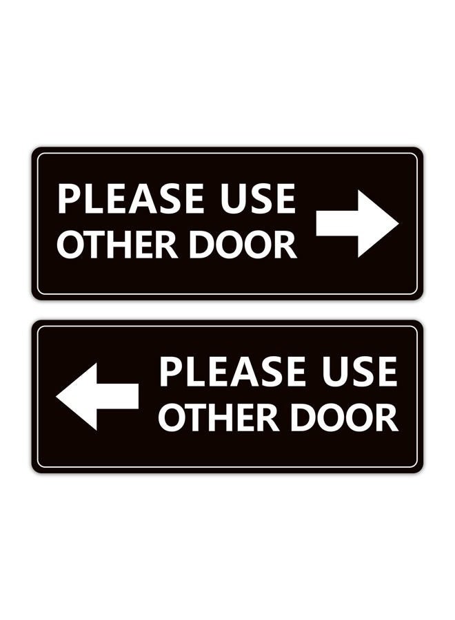 LUHIMO 2Pack Use Other Door Sign，Self-Adhesive Weatherproof Vinyl Please Use Other Door Sticker, Left Right Arrow Entrance Sticker Sign for Home,Office, Business, School, Store, Restaurant - Image 1