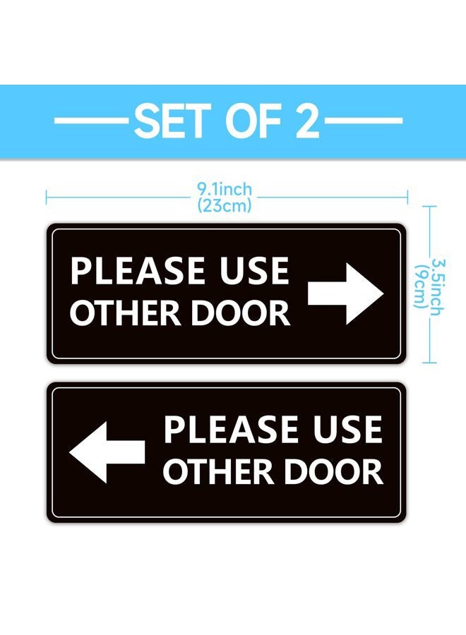 LUHIMO 2Pack Use Other Door Sign，Self-Adhesive Weatherproof Vinyl Please Use Other Door Sticker, Left Right Arrow Entrance Sticker Sign for Home,Office, Business, School, Store, Restaurant - Image 2