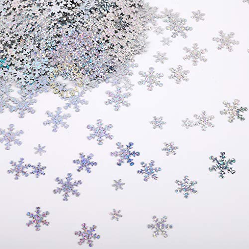 PARTVON Christmas Snowflake Confetti Decoration 1500pcs Snowflakes Frozen Party Confetti Winter Wonderland Birthday Baby Shower Wedding Sequins Christmas Party Sprinkles Confetti Decorations Silver - Image 1