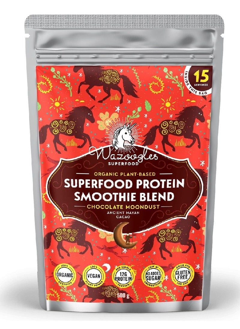 Wazoogles - Organic Gluten Free and Vegan Superfood Protein Blend, Chocolate Moondust, 500g - Image 1