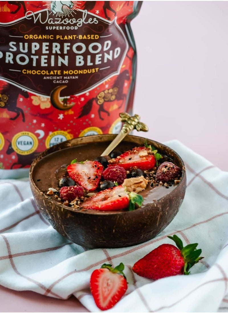 Wazoogles - Organic Gluten Free and Vegan Superfood Protein Blend, Chocolate Moondust, 500g - Image 1