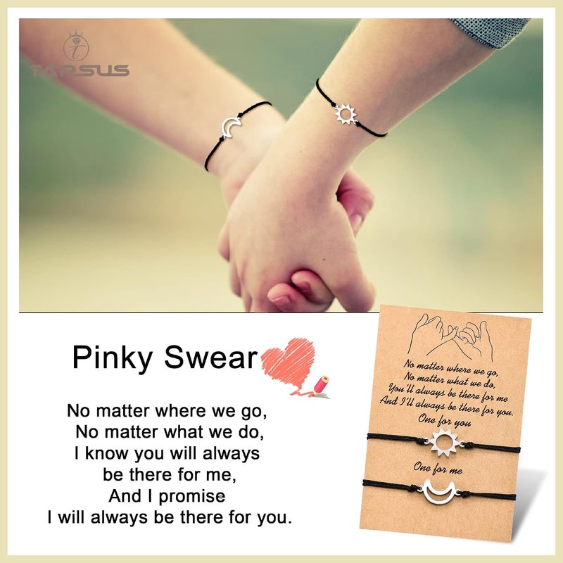 Tarsus Pinky Promise Matching Relationship Bracelets for Friends, Couples, and Family - Black - Image 2