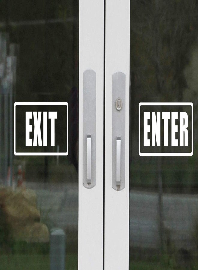 Rockmount Electronics Enter & Exit Door Sign- UV Resistant, Waterproof, Durable, Peel & Stick Adhesive Label Decal Sticker Quote Vinyl Mural Art Script Lettering - Each Decal 7" x 3.5", White - Image 1