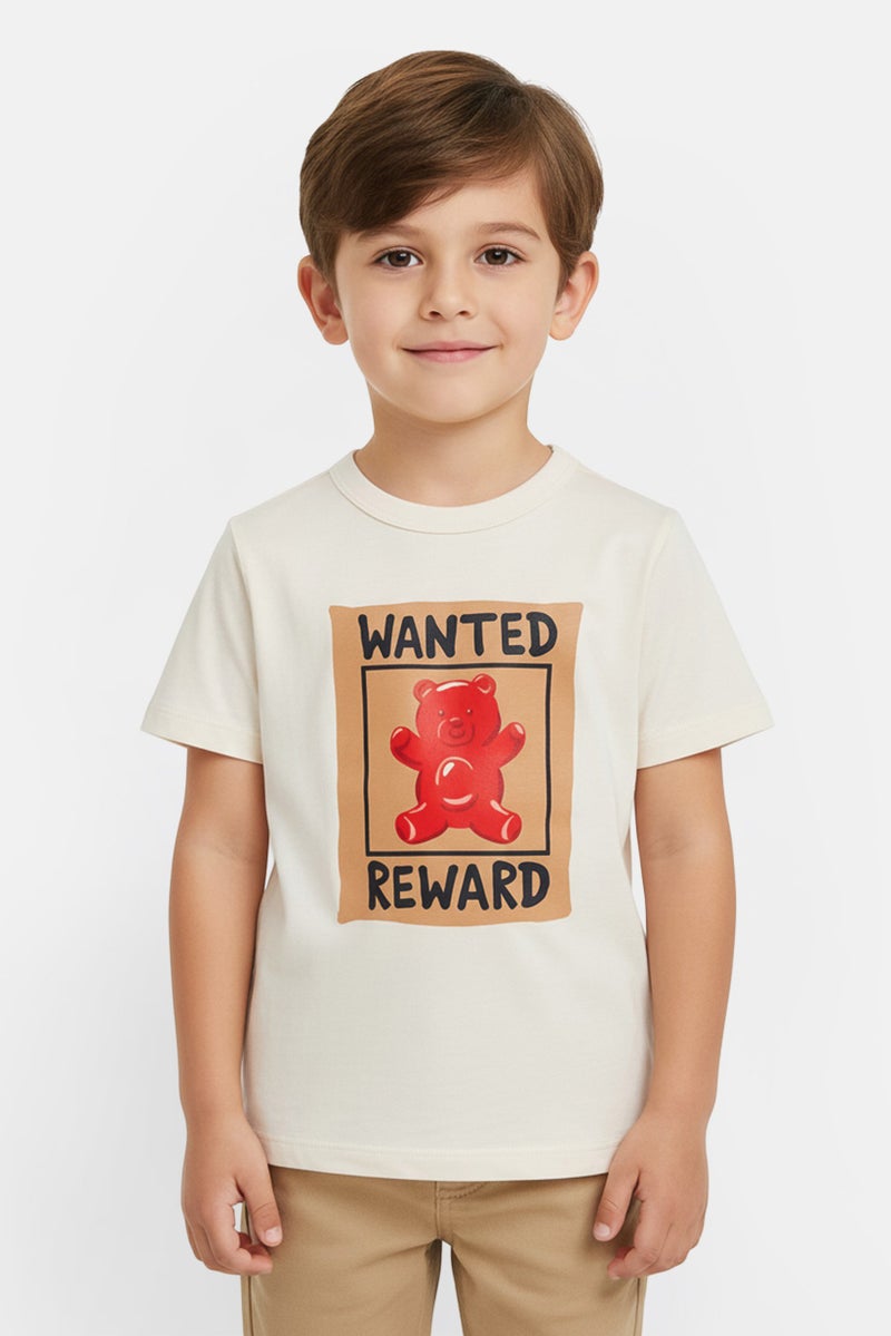 The Children's Place Toddlers Boy Crew Neck Short Sleeve Graphic Print T-Shirt, Off White - Image 1