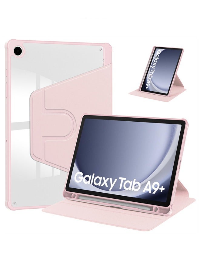 Case for  Samsung Galaxy Tab A9 Plus，Tablet Protective Case  , Acrylic 360 ° Rotating Design, Automatic Wake-up/sleep,  Pink - Image 1