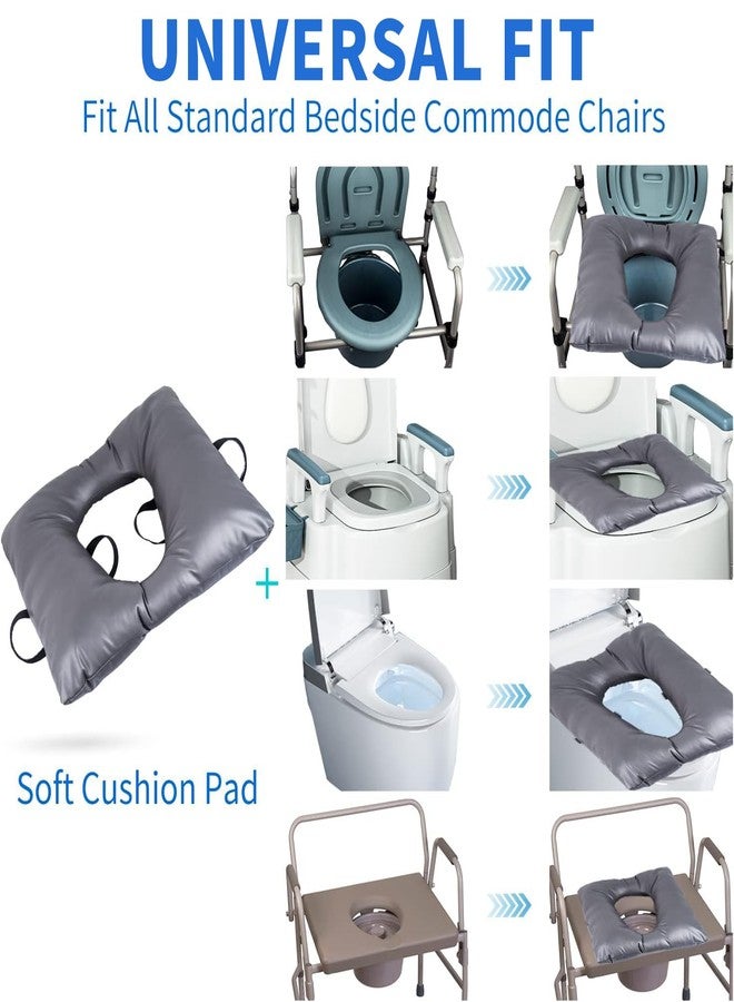 MINIVON Bedside Commode Cushion, Universal Fit, Commode Seat Cushion for Elderly, Soft Seat Pad Cover Toilet Seat, Padded Camping Toilet, Commode Chair Cushion 17" x 17" with Fixing Straps - Image 5