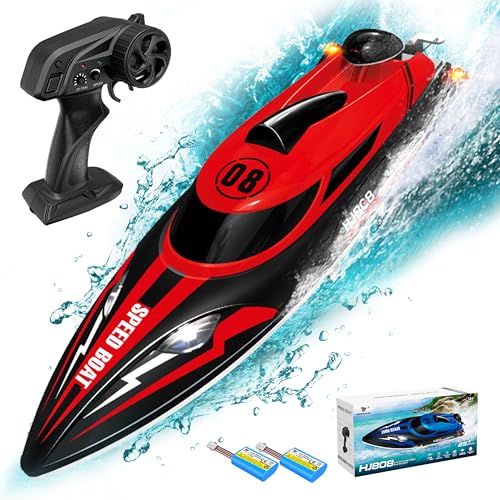 Levhorzn 24GHz Remote Control Boat 22 MPH RC Jet Boats for Adults Kids Enthusiasts Fast Speed Racing Boat for Lake River Pool Red - Image 1