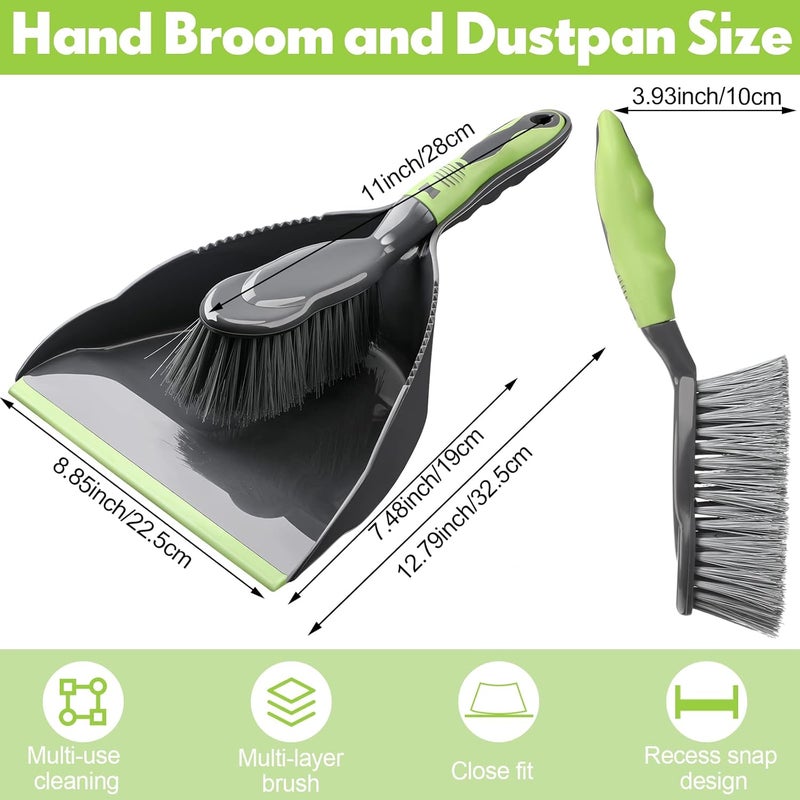 Zopeal 4 Set Dust Pan and Brush Set Small Dustpan with Broom Handheld Angle Broom and Dustpan Set for Home Room Kitchen Car Office Lobby Indoor Floor Cleaning - Image 2