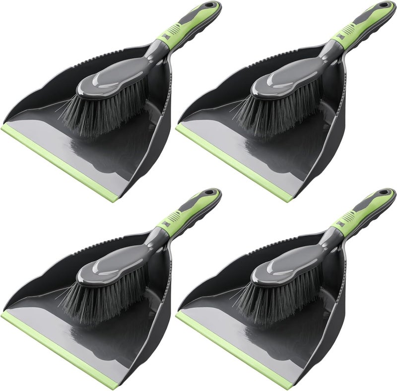 Zopeal 4 Set Dust Pan and Brush Set Small Dustpan with Broom Handheld Angle Broom and Dustpan Set for Home Room Kitchen Car Office Lobby Indoor Floor Cleaning - Image 1