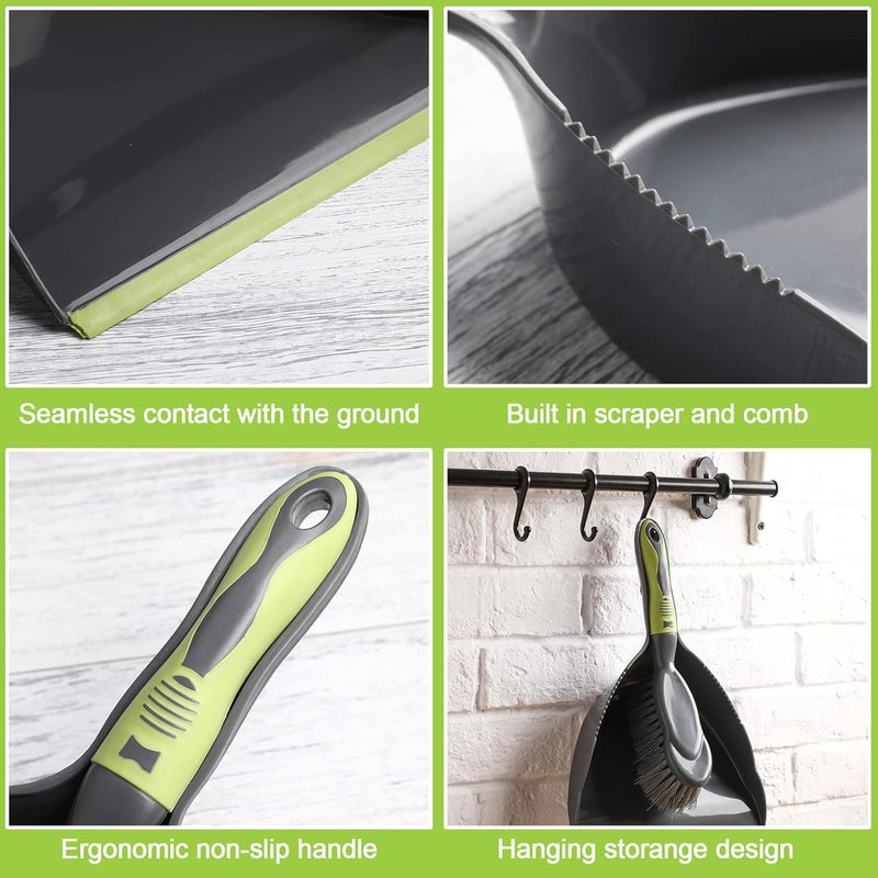 Zopeal 4 Set Dust Pan and Brush Set Small Dustpan with Broom Handheld Angle Broom and Dustpan Set for Home Room Kitchen Car Office Lobby Indoor Floor Cleaning - Image 3