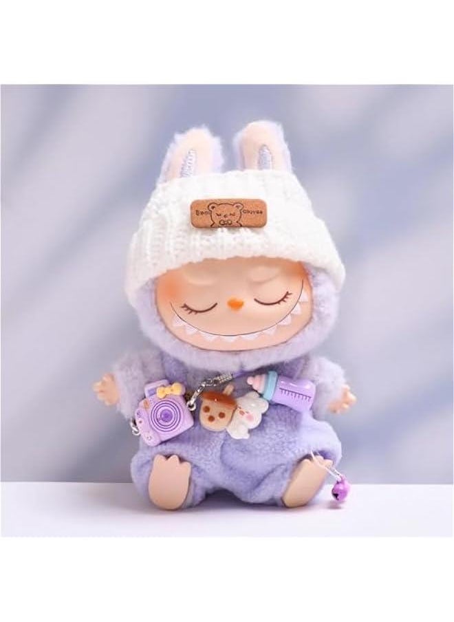 Arabest Clothes for Labubu - Exquisite Labubu Accessories, Fashion Labubu Clothes Set Suitable for 17 Cm Labubu Doll (Purple)  - Image 1