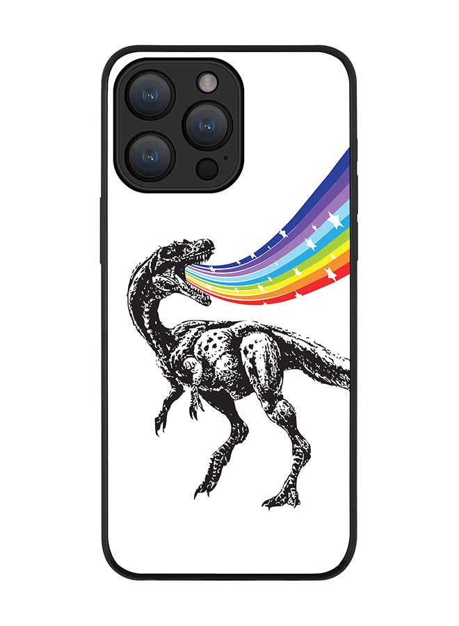 Stylizedd Cover for iPhone 15 Pro Max Case Rugged Black Slim fit Soft Flexible Anti Drop TPU Gel Thin Protective Phone Cases - Rainbow Dino - Image 1