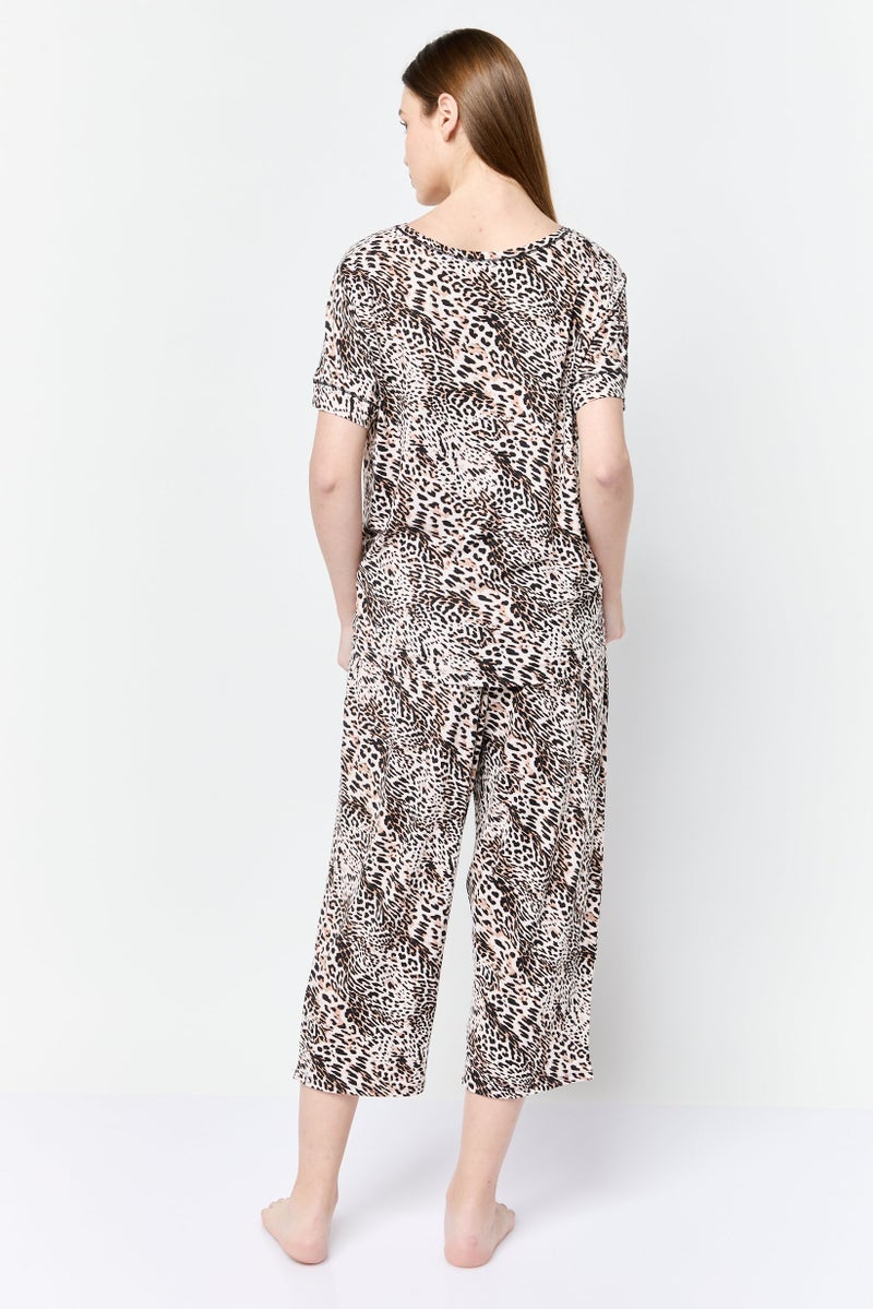 ANNE KLEIN Women 2 Pieces Animal Print Pajama Set, Multicolor - Image 4