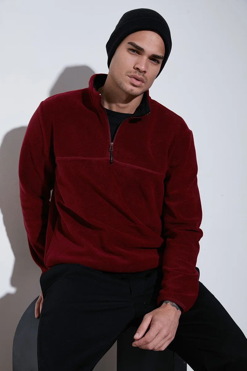 Buratti Regular Fit Anti-Pilling Non-Pilling Standing Collar Thick Winter Raised Polar Fleece Men's Polar 5896700