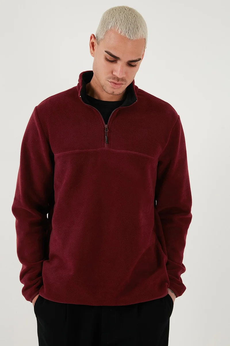 Buratti Regular Fit Anti-Pilling Non-Pilling Standing Collar Thick Winter Raised Polar Fleece Men's Polar 5896700