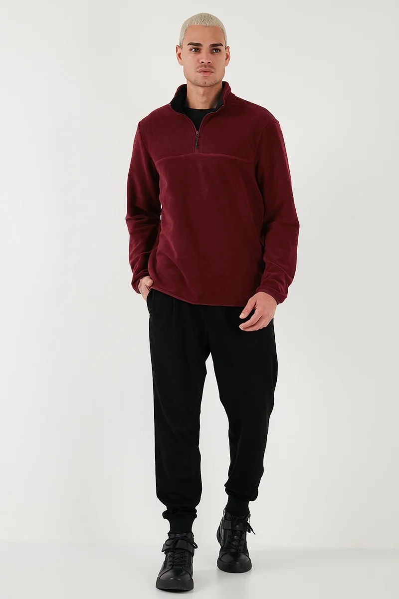 Buratti Regular Fit Anti-Pilling Non-Pilling Standing Collar Thick Winter Raised Polar Fleece Men's Polar 5896700
