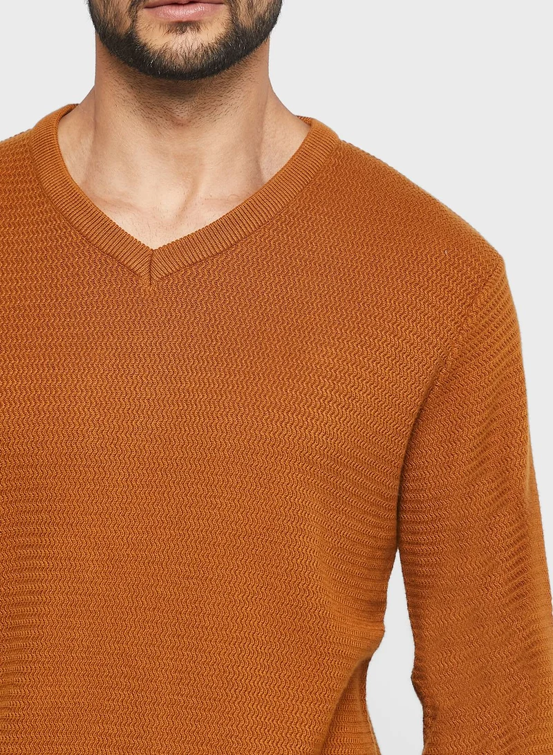 Robert Wood V Neck Cotton Knit Sweater