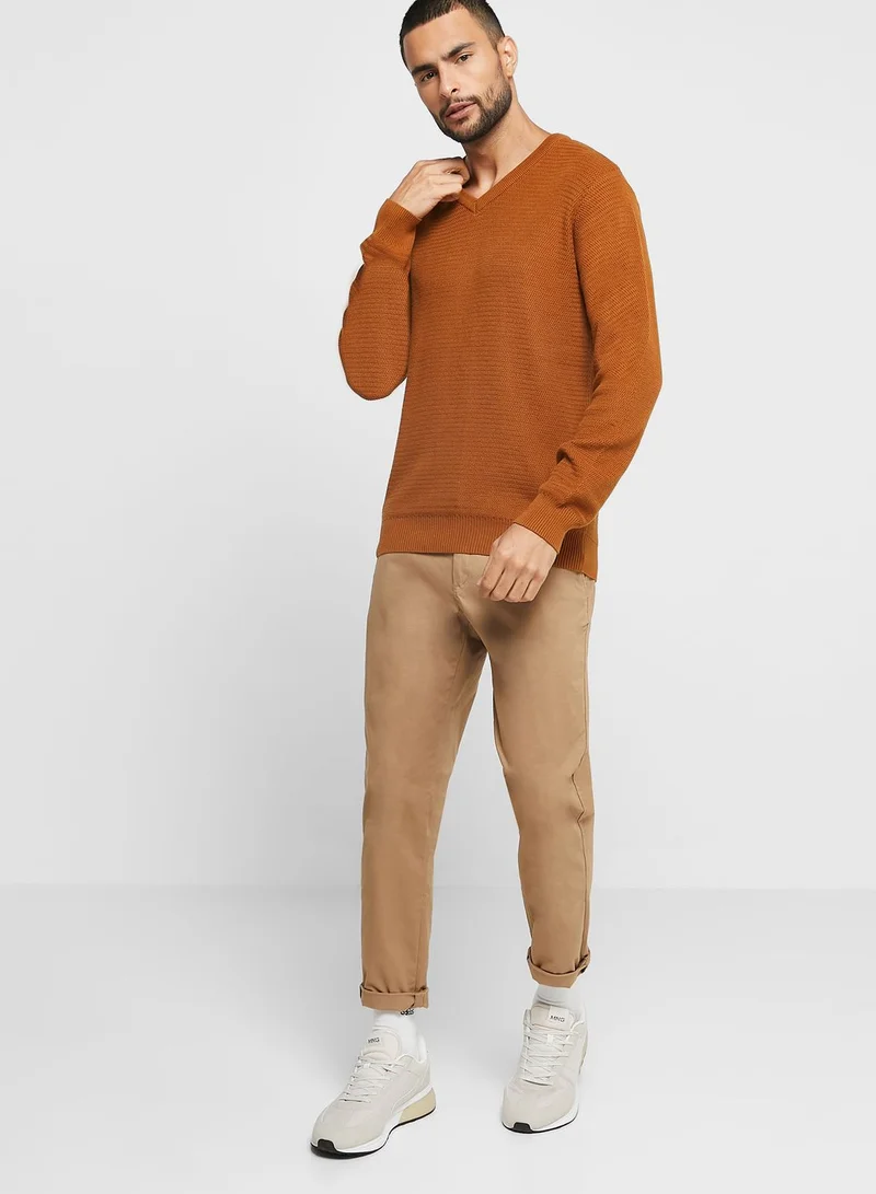 Robert Wood V Neck Cotton Knit Sweater