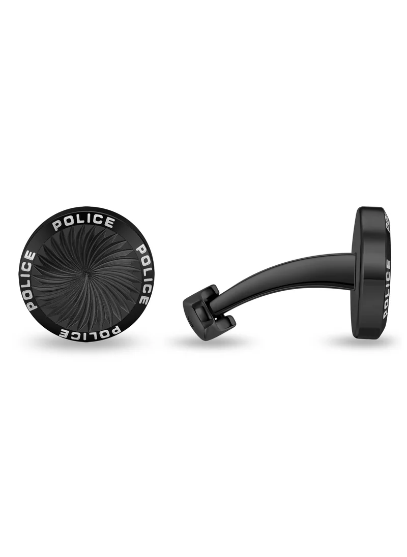 بوليس Gyre Black Grid Pattern Stainless Steel Branded Cufflinks for Men
