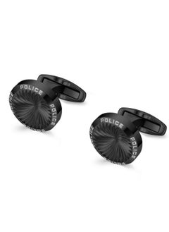 POLICE Gyre Black Grid Pattern Stainless Steel Branded Cufflinks for Men  - Image 2