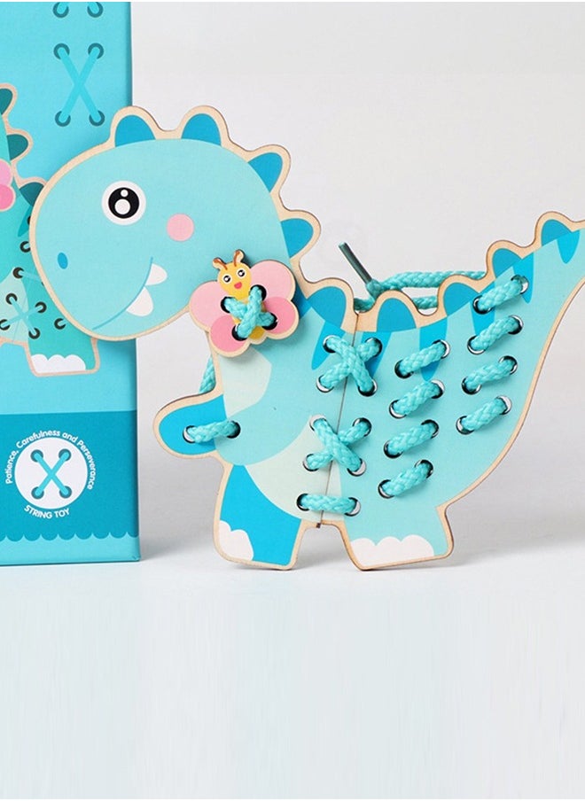 BAYBEE Wooden Dinosaur Lacing Toys For Toddlers, Threading Lacing Game Puzzle Toys For Kids, Wooden Dinosaur Toys With Lace, Learning Educational Baby Dinosaur Toys Puzzle For Kids 3+ Years Boys Girls  - Image 4
