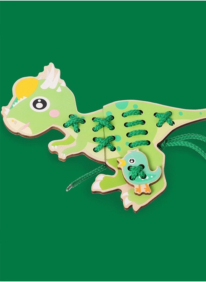 BAYBEE Wooden Dinosaur Lacing Toys For Toddlers, Threading Lacing Game Puzzle Toys For Kids, Wooden Dinosaur Toys With Lace, Learning Educational Baby Dinosaur Toys Puzzle For Kids 3+ Years Boys Girls  - Image 5