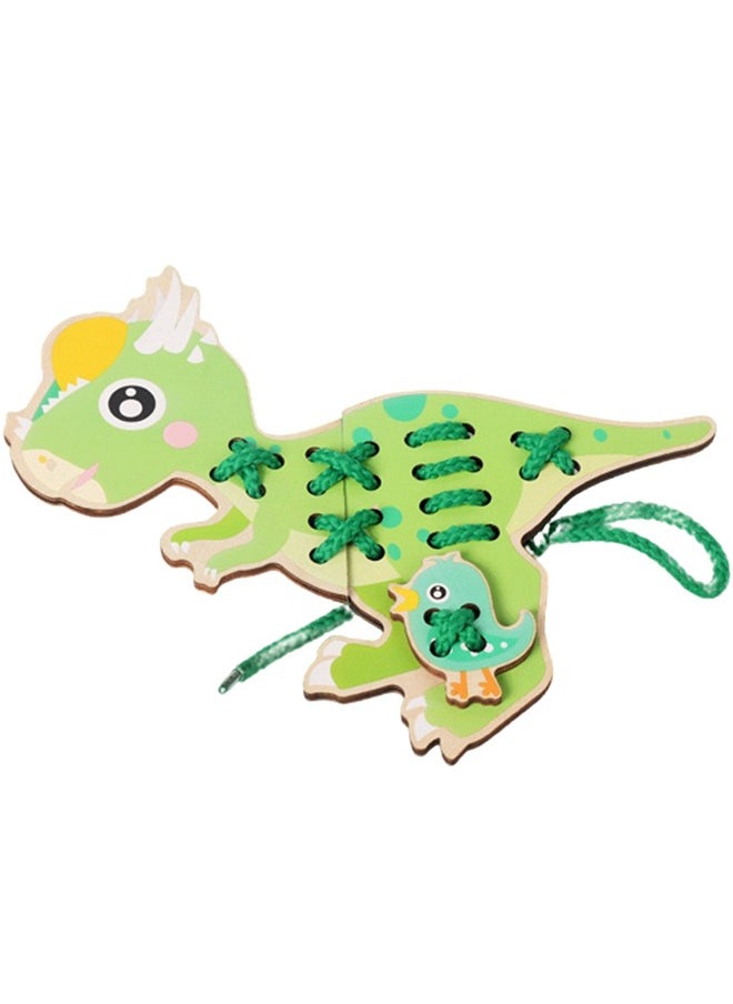BAYBEE Wooden Dinosaur Lacing Toys For Toddlers, Threading Lacing Game Puzzle Toys For Kids, Wooden Dinosaur Toys With Lace, Learning Educational Baby Dinosaur Toys Puzzle For Kids 3+ Years Boys Girls  - Image 1