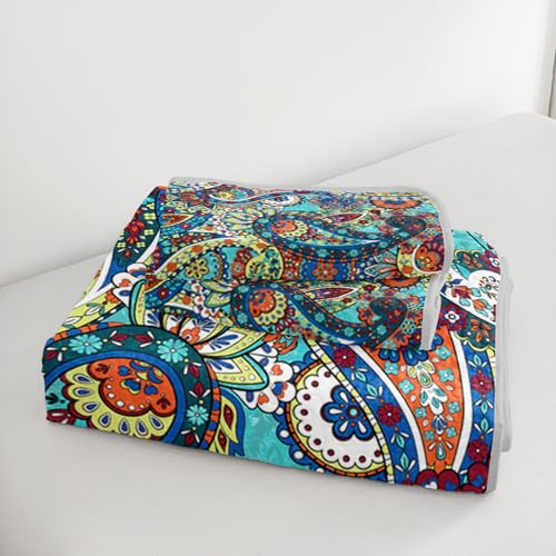 UEVBF Boho Style Queen Quilt Set,Bohemian Floral Quilt Beddding Set for Adults,Soft and Lightweight Bed Set for All Season,Colorful Quilted Beddding with 2 Pillowcases. - Image 5