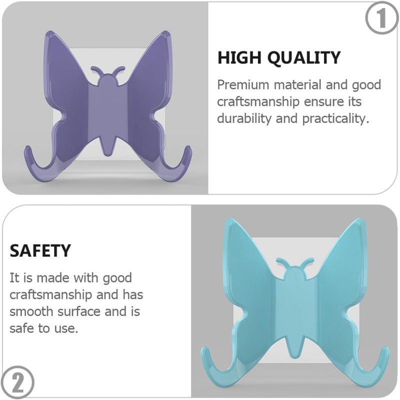 VOSAREA 6pcs Nail Free Butterfly Hooks, Colorful Wall Hangers for Bathroom and Home, Multifunctional Towel and Coat Hooks, Damage-Free Adhesive Storage Solution Random Color - Image 3