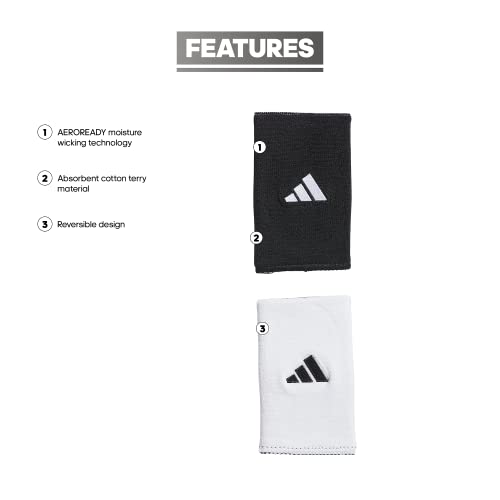 adidas Interval Reversible Wristband – Athletic Sweatband for Men and Women, Black/White/2.0/Large, One Size - Image 2