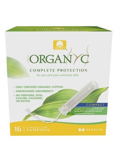 Organ(y)c Organyc Complete Protection Feminine Care Organic Cotton Tampons with Compact Applicator, Regular, 16 Pieces - Pack of 1  - Image 1
