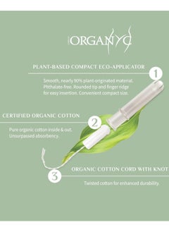 Organ(y)c Organyc Complete Protection Feminine Care Organic Cotton Tampons with Compact Applicator, Regular, 16 Pieces - Pack of 1  - Image 2