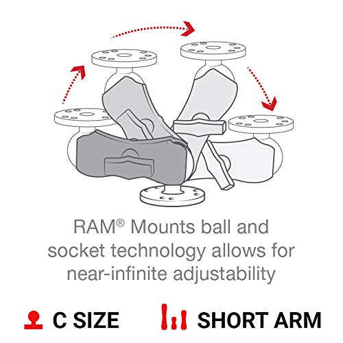 RAM Mounts ذراع مزدوجة من RAM Mounts RAM-201U-B ذراع قصيرة متوافقة مع مكونات كرة RAM بحجم 1.5" - Image 5