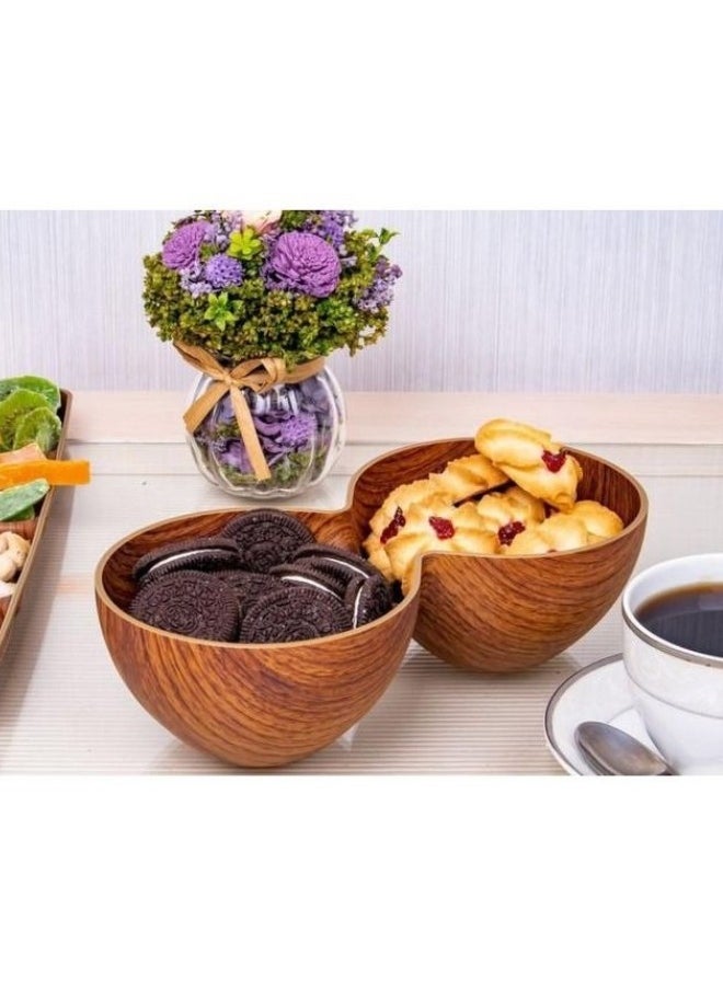 Evelin - Double Compartment Wooden Serving Bowl for Nuts, Snacks, Sauces 25*12.5*7cm (Anti Break) - Image 1