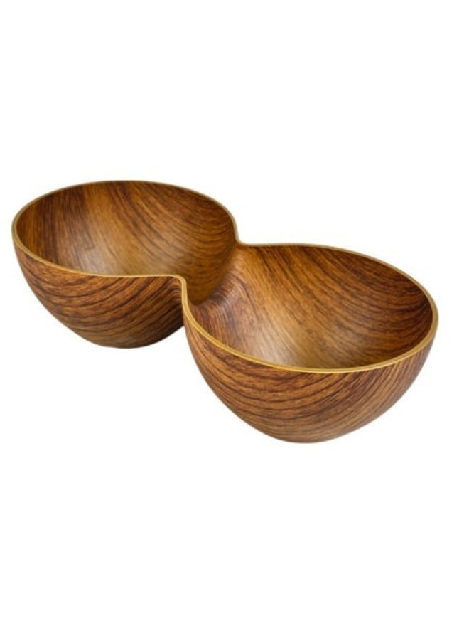 Evelin - Double Compartment Wooden Serving Bowl for Nuts, Snacks, Sauces 25*12.5*7cm (Anti Break) - Image 1