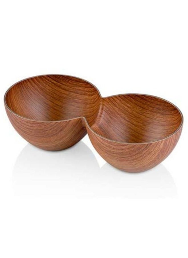Evelin - Double Compartment Wooden Serving Bowl for Nuts, Snacks, Sauces 25*12.5*7cm (Anti Break) - Image 1