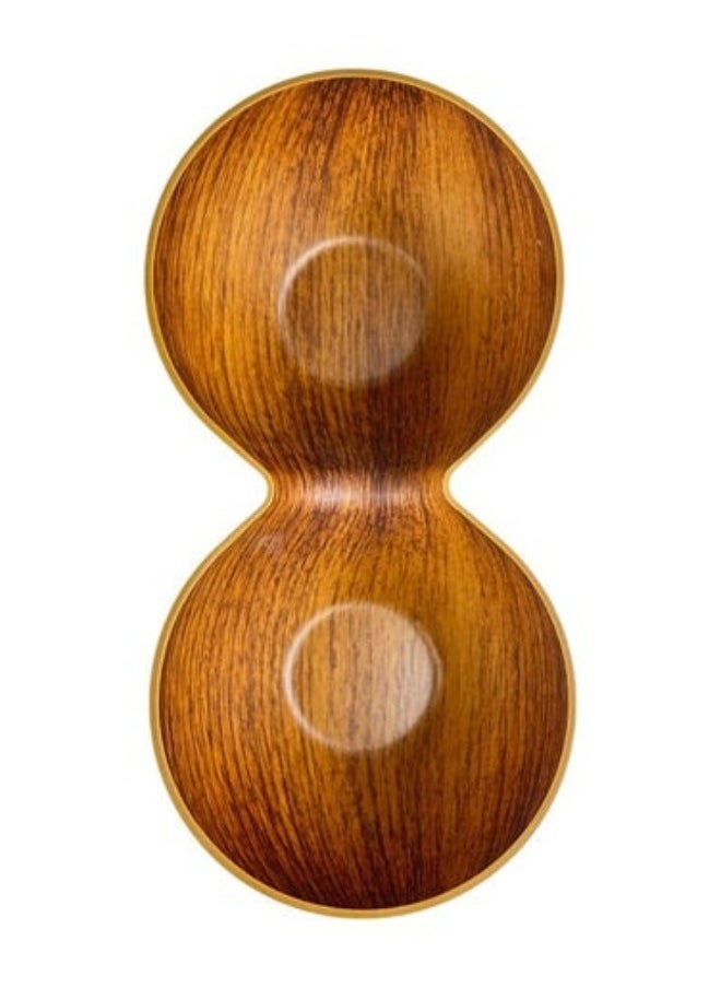 Evelin - Double Compartment Wooden Serving Bowl for Nuts, Snacks, Sauces 25*12.5*7cm (Anti Break) - Image 1